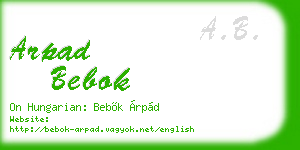 arpad bebok business card