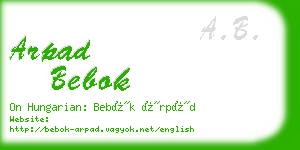 arpad bebok business card